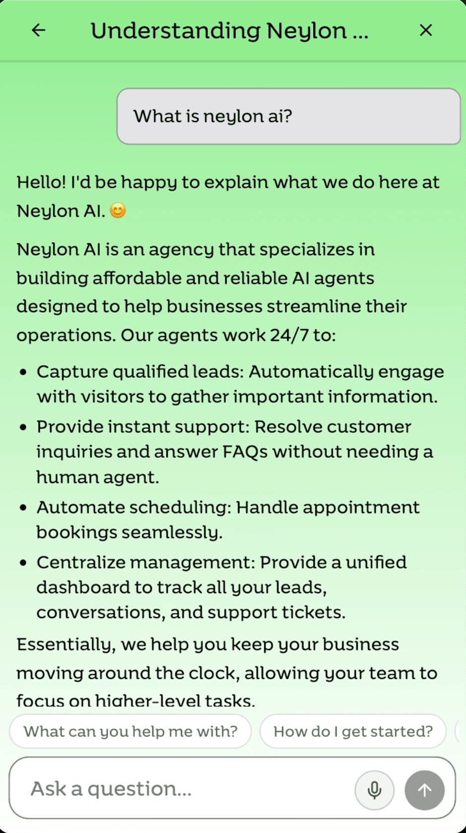 Support widget